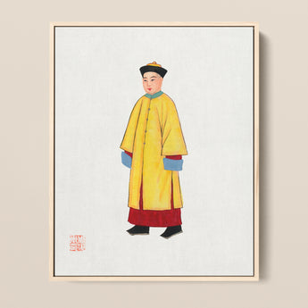 Framed Portrait Man Traditional Chinese Imperial Attire Vibrant Hardy Jowett, 1930s Spirituality, Qing Dynasty Manchu Fashion