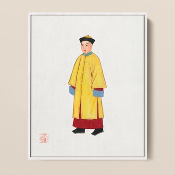 Framed Portrait Man Traditional Chinese Imperial Attire Vibrant Hardy Jowett, 1930s Spirituality, Qing Dynasty Manchu Fashion