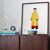 Priest - Qing Dynasty Art Print / Canvas Framed Artwork Figure Traditional Chinese Imperial Yellow Robes Hardy Jowett, 1930s Spirituality,