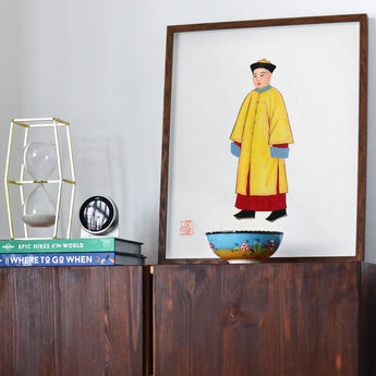 Priest - Qing Dynasty Art Print / Canvas Framed Artwork Figure Traditional Chinese Imperial Yellow Robes Hardy Jowett, 1930s Spirituality,