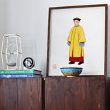 Priest - Qing Dynasty Art Print, Framed Artwork Figure Traditional Chinese Imperial Yellow Robes