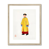 Priest - Qing Dynasty Art Print, Traditional Chinese Artwork Figure Bright Yellow Robe Red