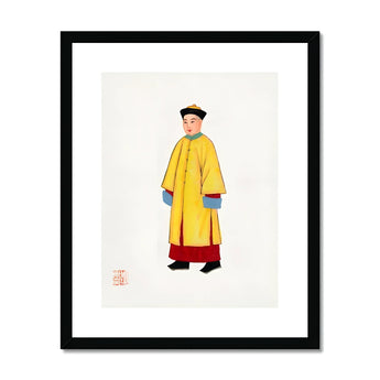 Priest - Qing Dynasty Art Print, Traditional Chinese Figure Yellow Robe Red Pants Simple