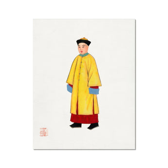 Priest - Qing Dynasty Art Print, Traditional Chinese Imperial Court Figure Bright Yellow Robe