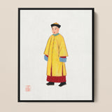 Priest - Qing Dynasty Manchu Art Framed Canvas, Painting Figure Traditional Chinese Imperial Robes Hat