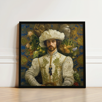 Framed Portrait Man Ornate Cream-colored Embroidered Attire Gold Prince Alfonso, Itty-bitty Pretty Committee, Gay Spanish Royalty