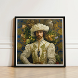 Framed Portrait Man Ornate Cream-colored Renaissance Attire Gold Prince Alfonso, Itty-bitty Pretty Committee, Gay Spanish Royalty