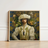 Framed Portrait Man Ornate Cream-colored Renaissance-style Attire Gold Prince Alfonso, Itty-bitty Pretty Committee, Gay Spanish Royalty