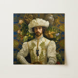 Prince Alfonso - Gay Spanish Royalty Baroque Art Print / Canvas Square-framed Portrait Man Ornate Cream-colored Embroidered Attire Gold
