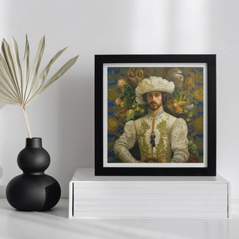 Prince Alfonso - Gay Spanish Royalty Baroque Art Print, Framed Portrait Man Ornate White Green Clothing Large