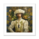Prince Alfonso Gay Spanish Royalty Baroque Art Print, Portrait Figure Ornate White Gold Embroidered Costume Feathered