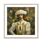 Prince Alfonso Gay Spanish Royalty Baroque Art Print, Portrait Person Ornate White Gold Embroidered Jacket Feathered