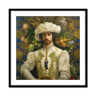 Prince Alfonso Gay Spanish Royalty Baroque Art Print, Portrait Person Ornate White Gold Embroidered Jacket Feathered