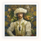 Prince Alfonso Gay Spanish Royalty Baroque Art Print, Portrait Person Ornate White Green Embroidered Doublet Feathered