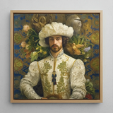 Prince Alfonso - Hispanic Gay Royalty Framed Canvas, 12x12’’ / 31x31cm / Natural Floating Frame, Framed Painting Man Elaborate Renaissance