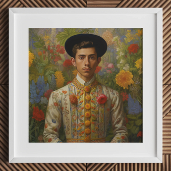 Prince Bernardino - Gay Mexican Royalty Art Print / Canvas, 12x12’’ / 31x31cm / White Frame / Matboard, Posters Prints & Visual Artwork,