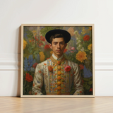Framed Portrait Matador Ornate Cream-colored Embroidered Suit Gold Itty-bitty Pretty Committee, Baroque Gay Princes, Mexican Royalty