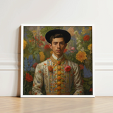 Framed Portrait Young Man Traditional Spanish Attire Ornate Itty-bitty Pretty Committee, Baroque Gay Princes, Mexican Royalty Queerart