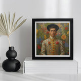 Prince Bernardino - Gay Mexican Royalty Art Print / Canvas Black Framed Portrait Man Floral Attire Hat Vibrant Itty-bitty Pretty Committee,
