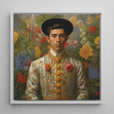 Prince Bernardino - Gay Mexican Royalty Art Print / Canvas Framed Portrait Man Ornate Cream-colored Embroidered Jacket Gold Itty-bitty