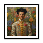 Prince Bernardino - Gay Mexican Royalty Art Print, Portrait Painting Figure Ornate Embroidered White Jacket Black