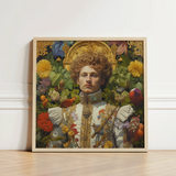 Prince Carlisle - Gay English Royalty Art Print / Canvas Framed Portrait Man Ornate Floral-patterned Attire Surrounded Vibrant, Itty-bitty