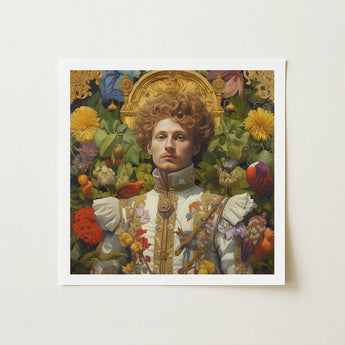 Prince Carlisle - Gay English Royalty Art Print / Canvas Framed Portrait Man Ornate White Gold Baroque-style Attire, Itty-bitty Pretty