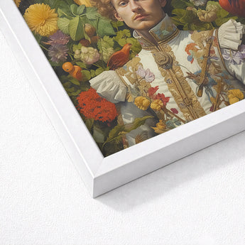 Prince Carlisle - Gay English Royalty Art Print / Canvas Framed Portrait Man Ornate Embroidered White Gold Attire, Itty-bitty Pretty