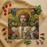 Prince Carlisle - Gay English Royalty Art Print / Canvas Square-framed Portrait Man Ornate Floral-patterned Attire Surrounded Vibrant