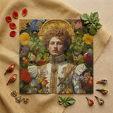 Prince Carlisle - Gay English Royalty Art Print / Canvas Square-framed Portrait Man Ornate Floral-patterned Attire Surrounded Vibrant,