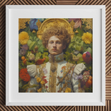 Prince Carlisle - Gay English Royalty Art Print / Canvas White Framed Portrait Man Ornate Attire Surrounded Flowers Prince Carlisle,