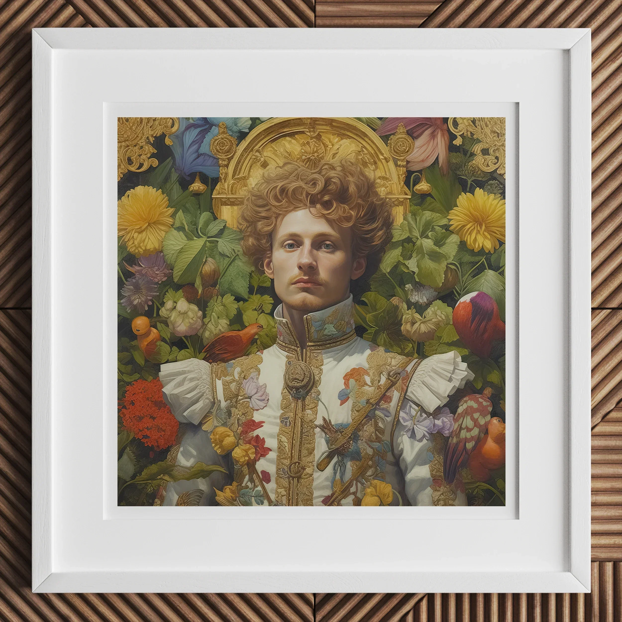 Prince Carlisle Gay English Royalty Art Print, Framed Classical Portrait Painting Surrounded Ornate Floral Elements