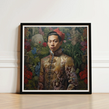 Framed Portrait Young Man Ornate Gold-embroidered Traditional Chinese Prince Chakri, Baroque Gay Princes, Gaysian Thai Royalty