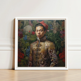 Framed Portrait Young Man Ornate Gold-embroidered Traditional Chinese Prince Chakri, Baroque Gay Princes, Gaysian Thai Royalty