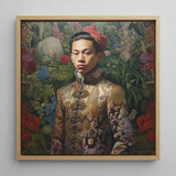 Prince Chakri - Gaysian Thai Royalty Art Print / Canvas Framed Portrait Man Ornate Gold-embroidered Traditional Jacket Intricate Prince