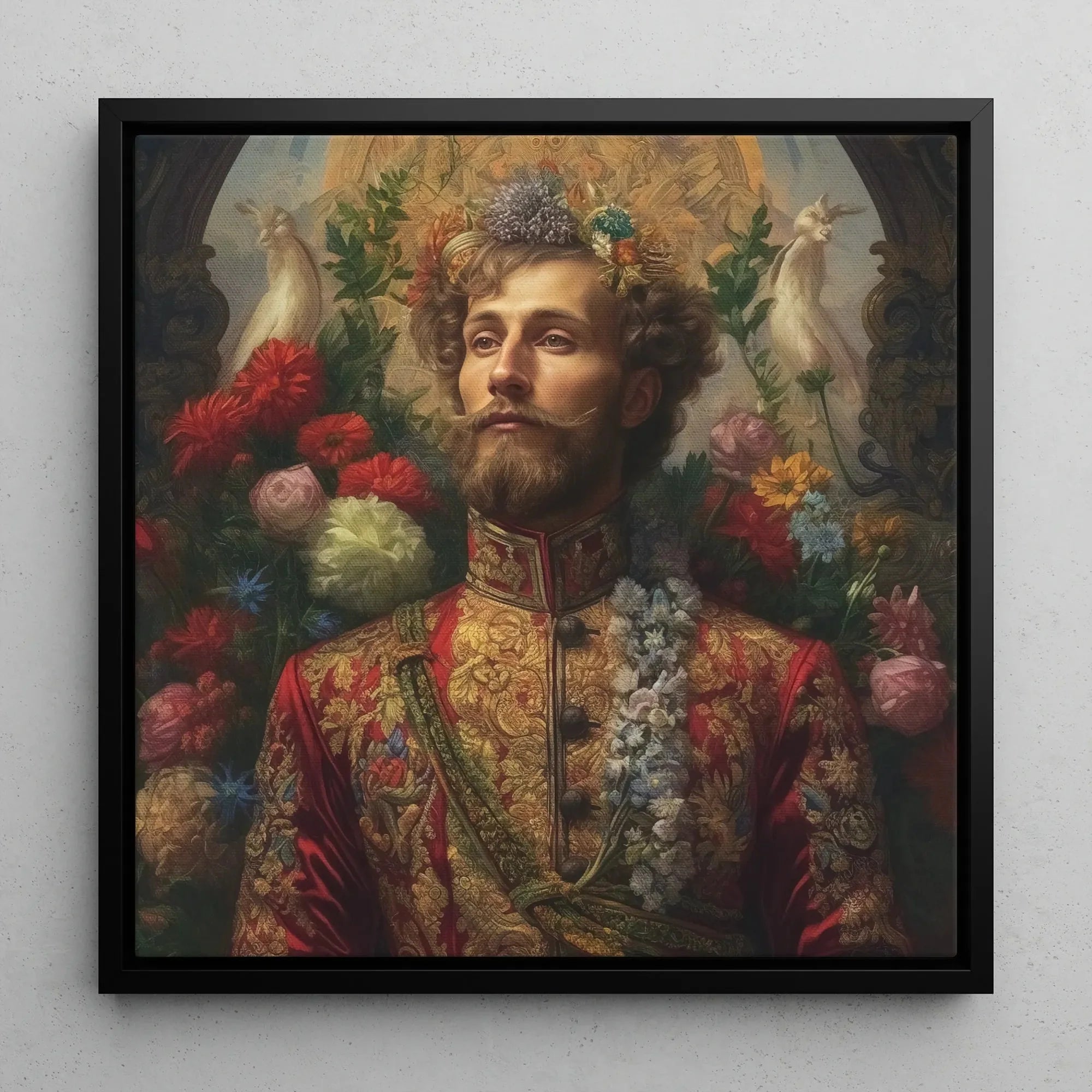 Prince Fyodor - Gay Russian Royalty Queerart Framed Canvas - 16’x16’ / Black Frame / White Wrap - Posters Prints &