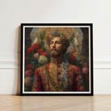 Framed Portrait Bearded Man Ornate Red Gold Embroidered Prince Fyodor, Itty-bitty Pretty Committee, Baroque Gay Princes
