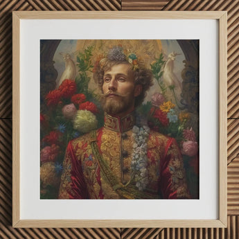 Prince Fyodor - Russian Gay Royalty Art Print / Canvas Framed Portrait Bearded Man Ornate Red Gold Embroidered Prince Fyodor, Itty-bitty