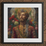 Prince Fyodor - Russian Gay Royalty Art Print / Canvas Framed Portrait Bearded Man Ornate Red Gold Embroidered Prince Fyodor, Itty-bitty