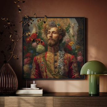 Prince Fyodor - Russian Gay Royalty Art Print / Canvas Framed Portrait Man Ornate Embroidered Red Gold Royal Prince Fyodor, Itty-bitty
