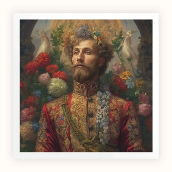Prince Fyodor - Russian Gay Royalty Art Print / Canvas Richly Embroidered Red Gold Velvet Jacket Intricate Floral Prince Fyodor, Itty-bitty