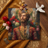 Prince Fyodor - Russian Gay Royalty Art Print / Canvas Square Canvas Print Man Ornate Red Gold Embroidered Prince Fyodor, Itty-bitty Pretty