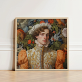 Framed Portrait Man Ornate Gold-embroidered Attire Puffed Orange Prince Hugo, Itty-bitty Pretty Committee, Baroque Gay Princes