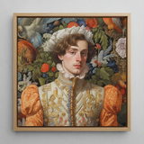 Prince Hugo - German Gay Royalty Art Print / Canvas Framed Portrait Young Man Ornate Gold-embroidered White Orange Prince Hugo, Itty-bitty