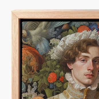Framed Canvas Print Portrait Man Ornate Historical Attire Prince Hugo, Itty-bitty Pretty Committee, Baroque Gay Princes