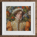 Prince Hugo - German Gay Royalty Art Print / Canvas Royal Orange White Floral Patterned Dress Intricate Gold Prince Hugo, Itty-bitty Pretty