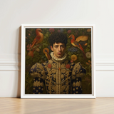 Framed Portrait Man Ornate Dark Blue Gold Embroidered Prince Ignacio, Itty-bitty Pretty Committee, Baroque Gay Princes