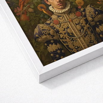 Framed Portrait Man Ornate Dark Blue Gold Embroidered Prince Ignacio, Itty-bitty Pretty Committee, Baroque Gay Princes