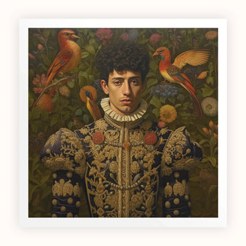 Prince Ignacio - Gay Spanish Royalty Art Print, Portrait Ornate Renaissance-style Doublet Gold Embroidery White Ruff