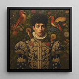 Prince Ignacio - Spanish Gay Royalty Framed Canvas, 12x12’’ / 31x31cm / Black Floating Frame, Portrait Young Man Ornate Renaissance-style